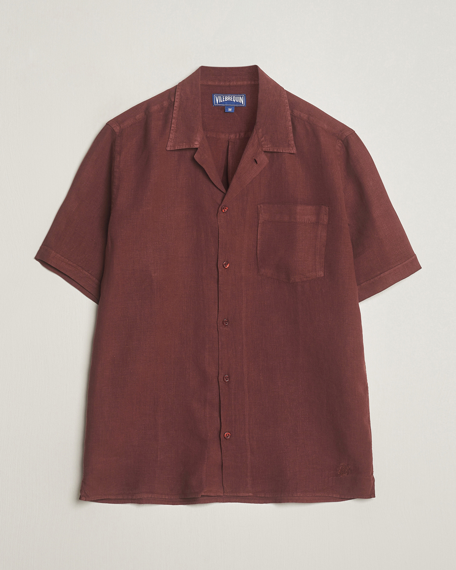 Hombres | Camisas | Vilebrequin | Carhli Resort Short Sleeve Shirt Acajou