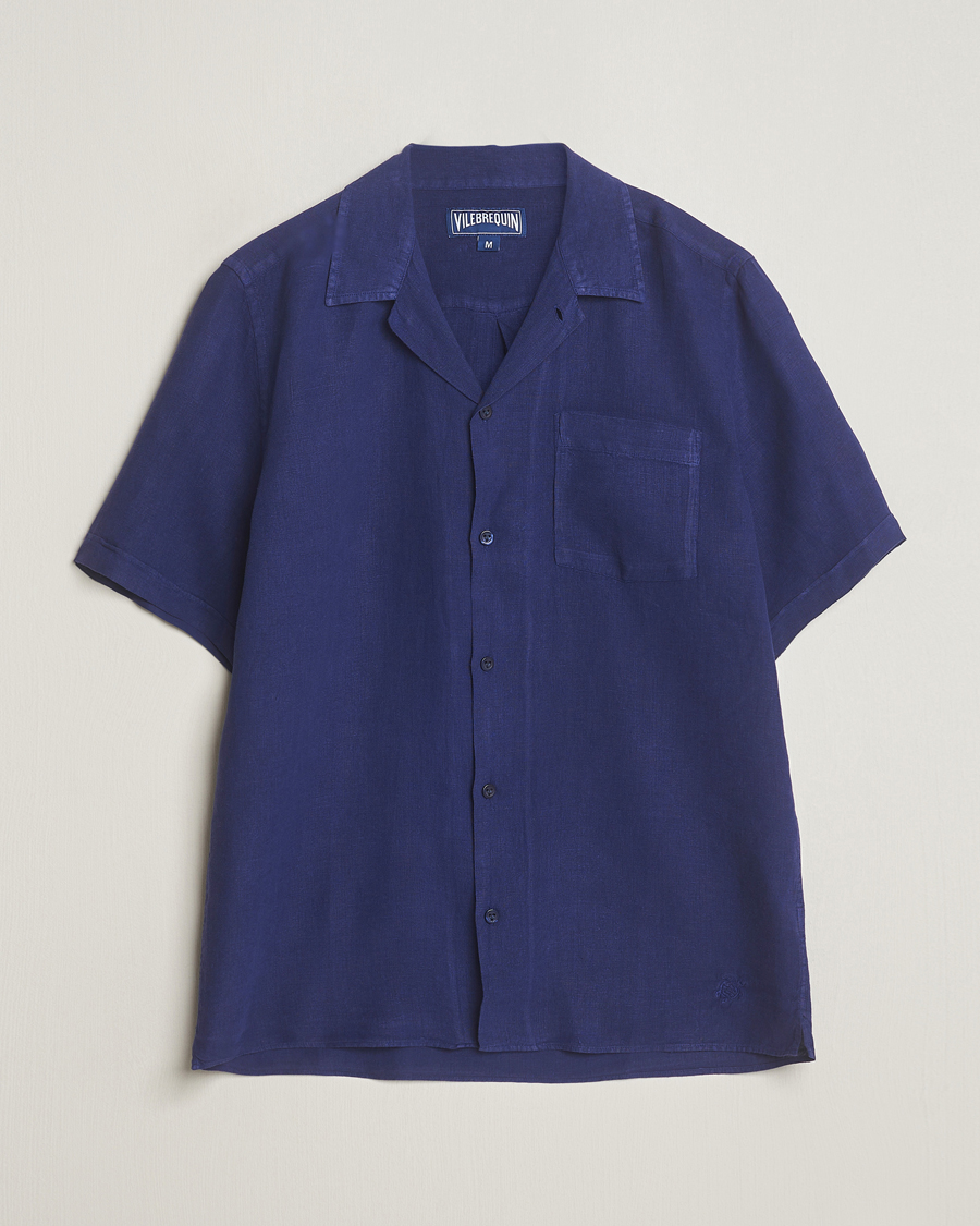 Hombres | Camisas | Vilebrequin | Carhli Resort Short Sleeve Shirt Minuit