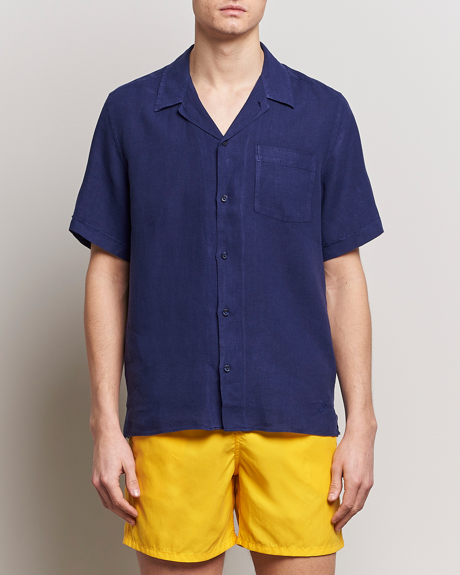 Hombres | Camisas | Vilebrequin | Carhli Resort Short Sleeve Shirt Minuit