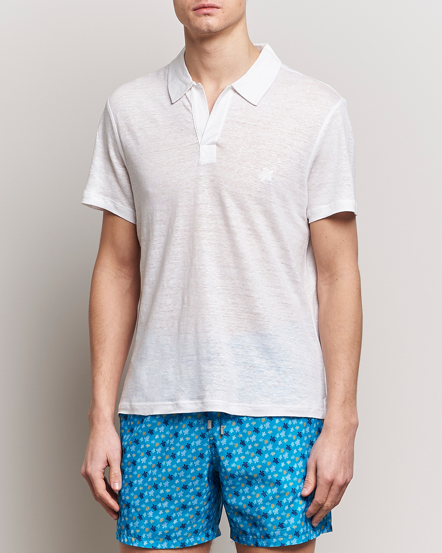 Hombres | Camisas polo de manga corta | Vilebrequin | Pyramid Linen Jersey Polo Blanc