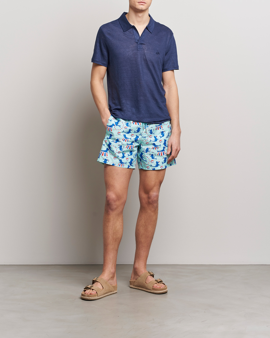 Hombres | Polos | Vilebrequin | Pyramid Linen Jersey Polo Bleu Marine