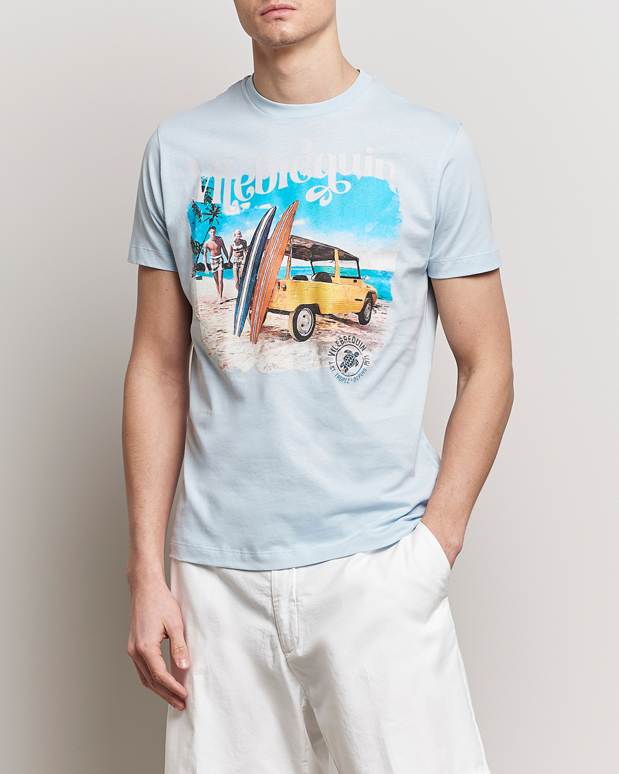 Hombres | Camisetas de manga corta | Vilebrequin | Portisol Printed Crew Neck T-Shirt Bleu Ciel