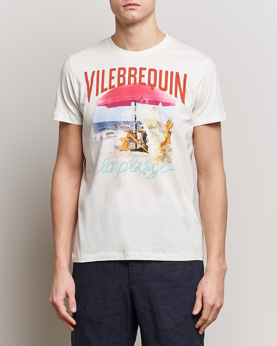 Hombres | Camisetas de manga corta | Vilebrequin | Portisol Printed Crew Neck T-Shirt Off White