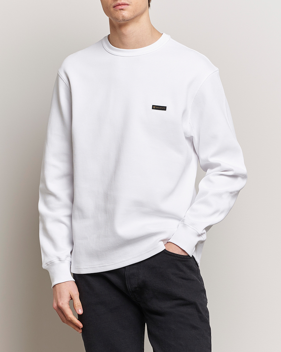 Hombres | Camisetas | Belstaff | Tarn Long Sleeve Waffle Sweatshirt White