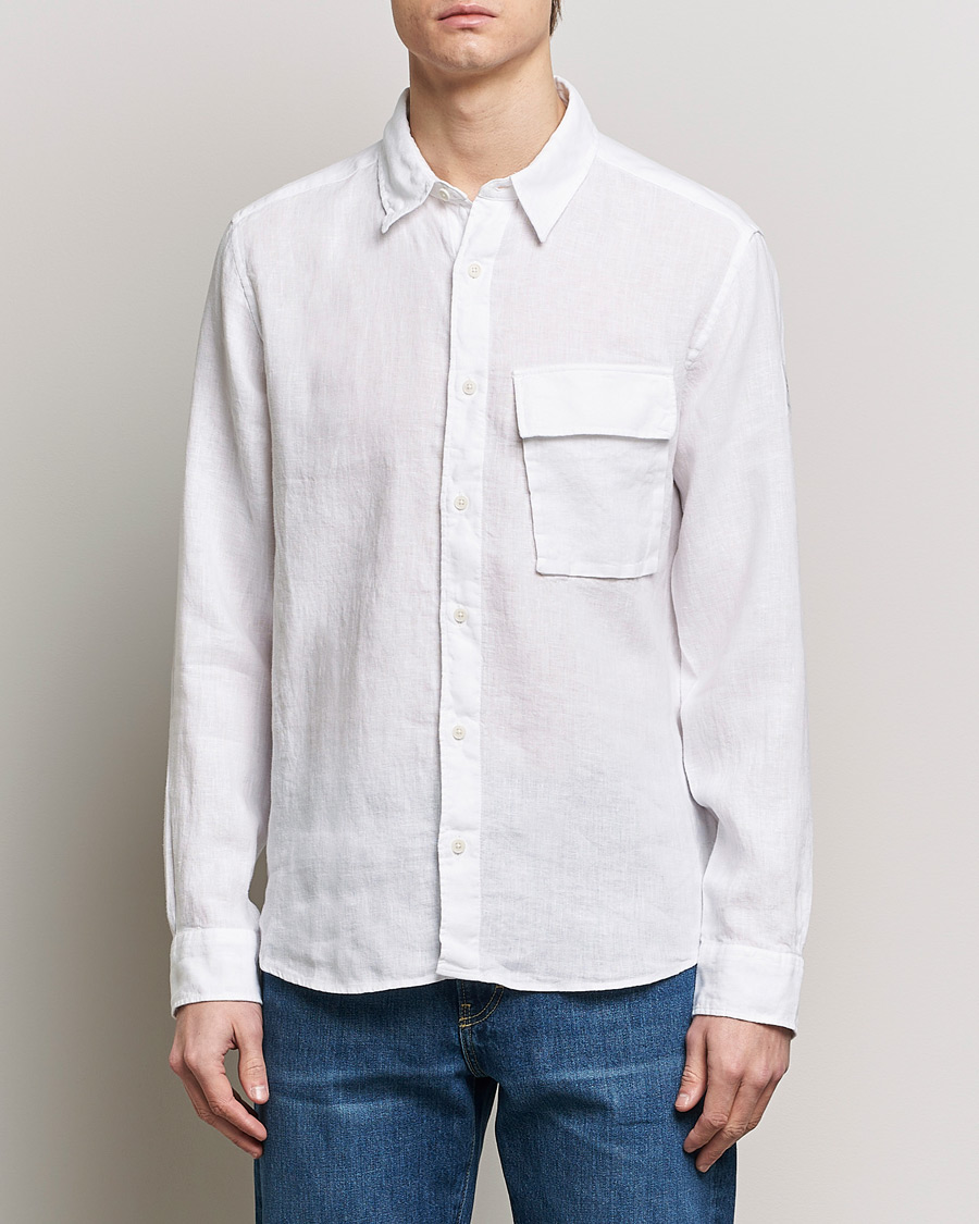 Hombres | Camisas de lino | Belstaff | Scale Linen Pocket Shirt White