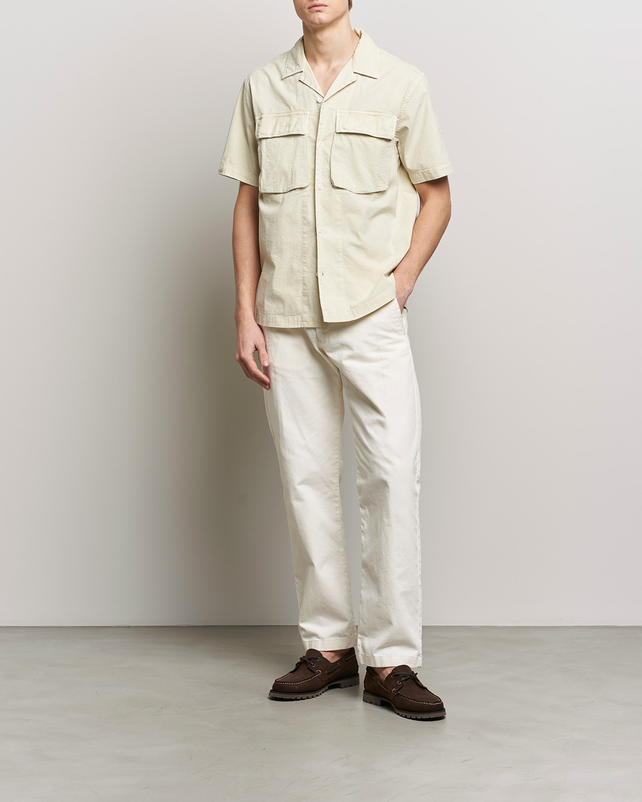 Hombres | Camisas | Belstaff | Caster Short Sleeve Seersucker Shirt Beige