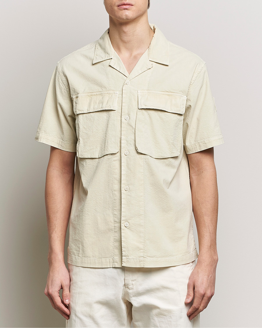 Hombres | Camisas | Belstaff | Caster Short Sleeve Seersucker Shirt Beige