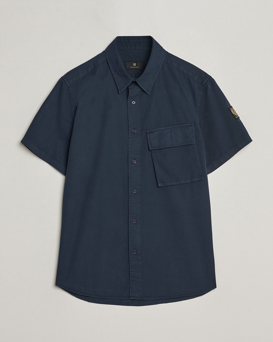 Hombres | Camisas | Belstaff | Scale Short Sleeve Cotton Shirt Dark Ink