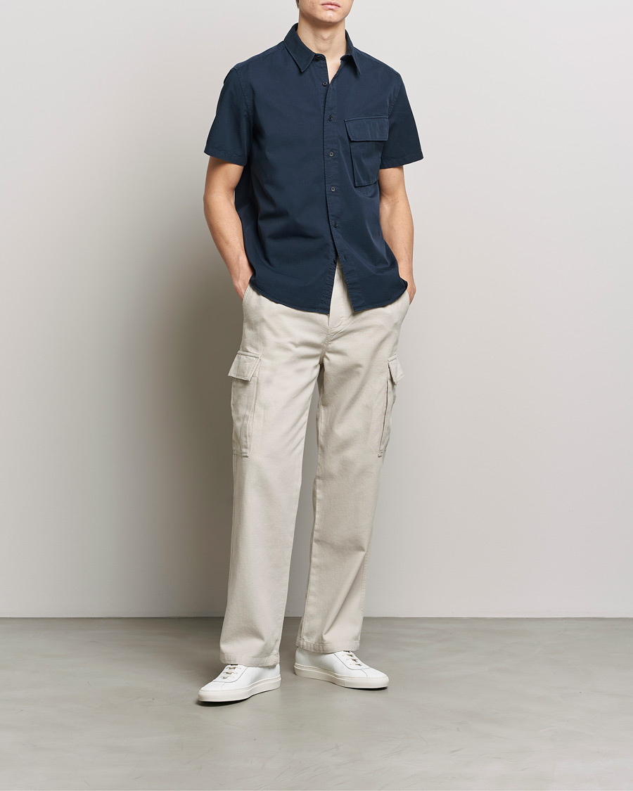 Hombres | Camisas | Belstaff | Scale Short Sleeve Cotton Shirt Dark Ink