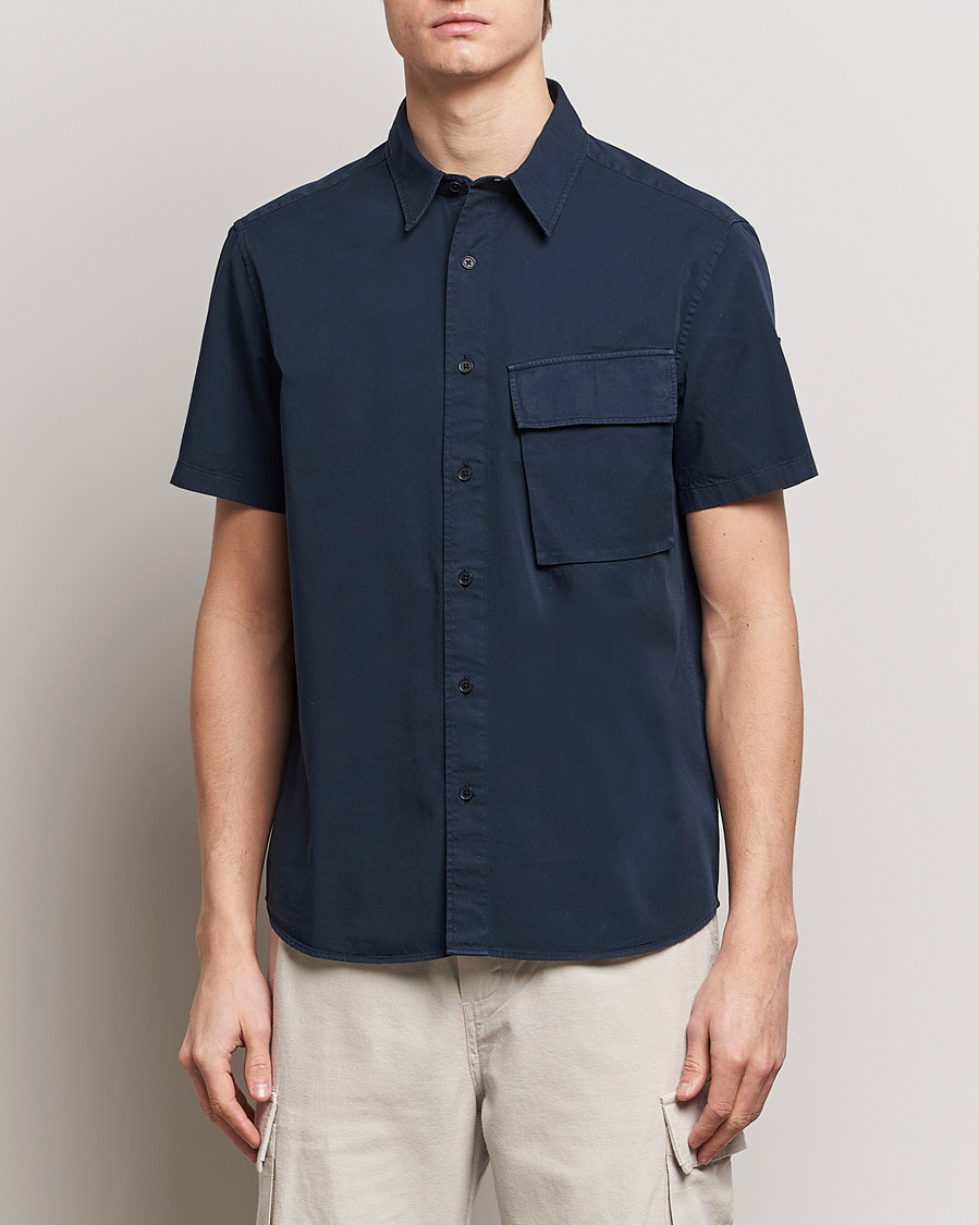 Hombres | Camisas | Belstaff | Scale Short Sleeve Cotton Shirt Dark Ink