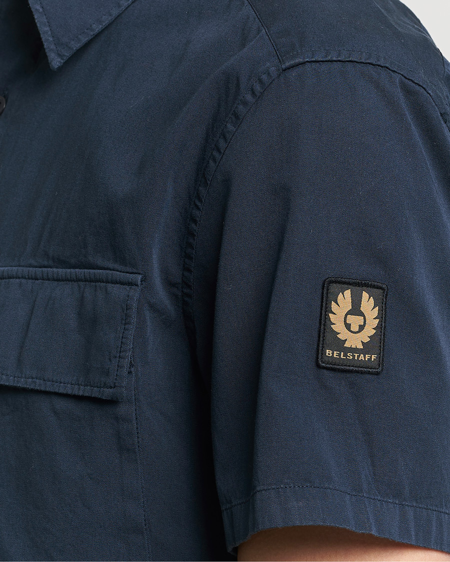 Hombres | Camisas | Belstaff | Scale Short Sleeve Cotton Shirt Dark Ink