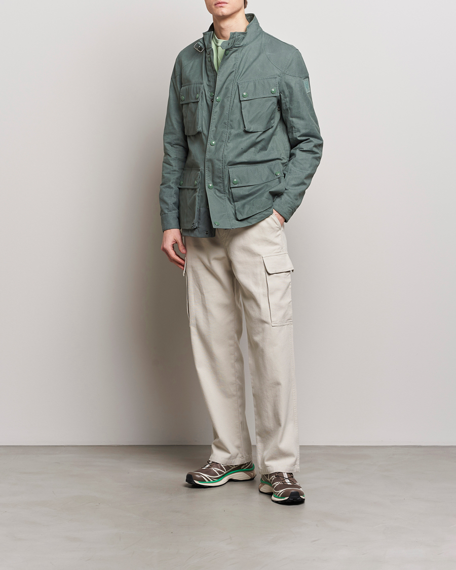 Hombres | Abrigos y chaquetas | Belstaff | Landsport Dry Wax Fieldmaster Mineral Green