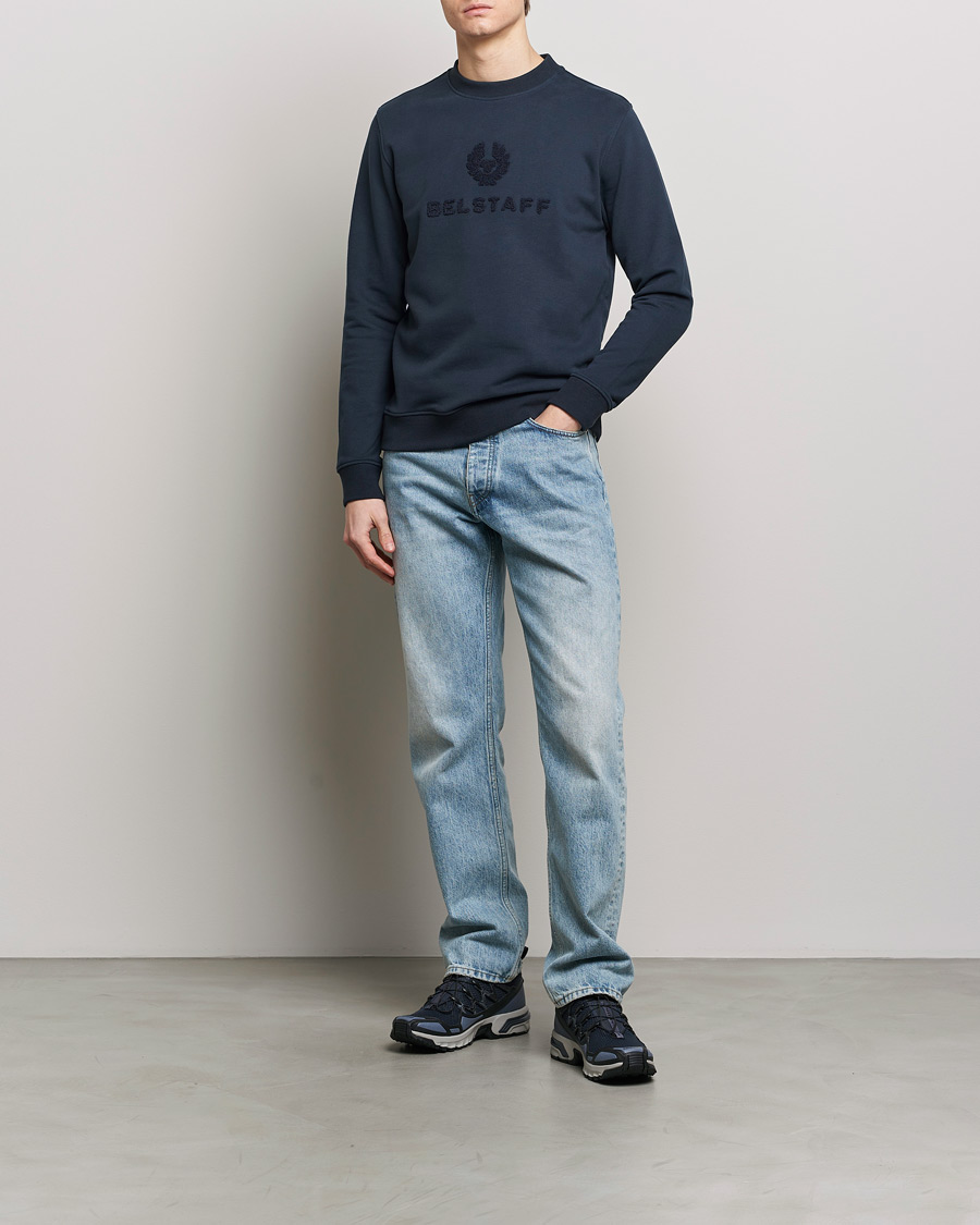 Hombres | Jerséis y prendas de punto | Belstaff | Varsity Logo Sweatshirt Dark Ink