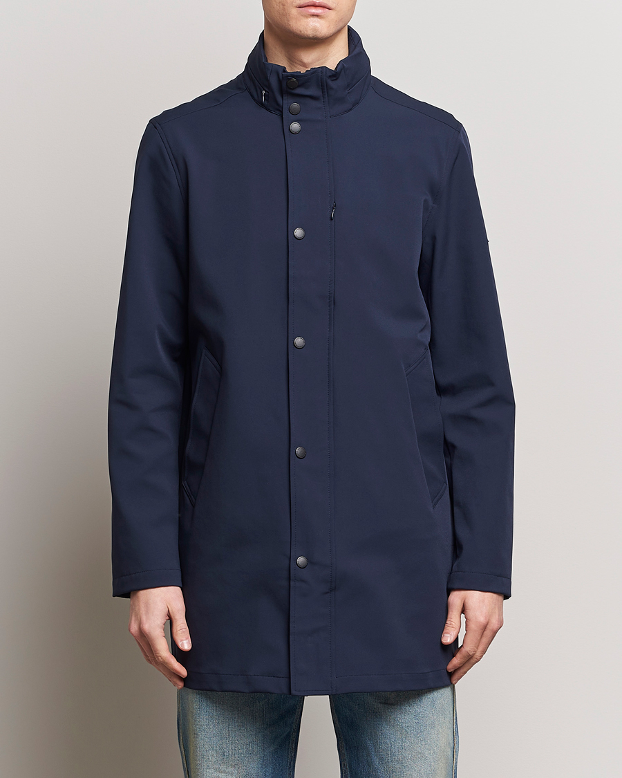 Hombres | Abrigos | J.Lindeberg | Tepley Midlength Water Resistant Stretch Coat Navy