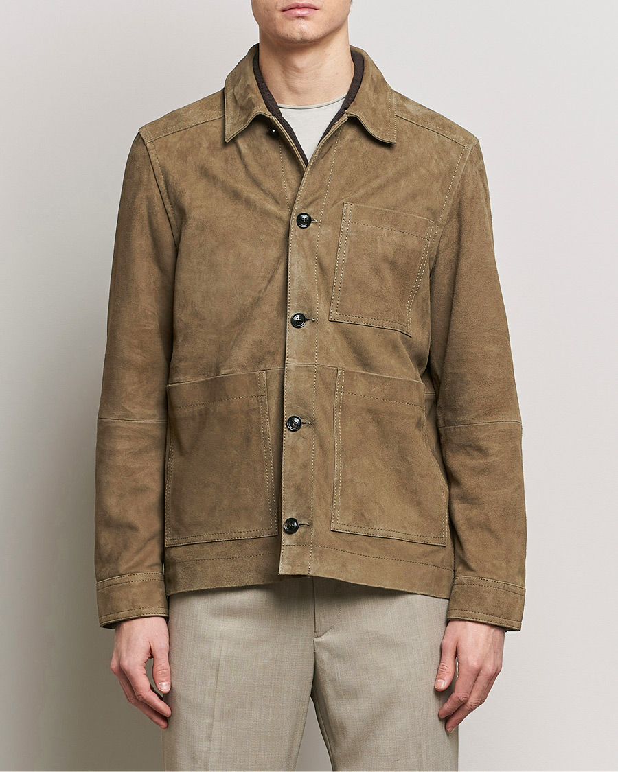 Hombres | Abrigos y chaquetas | J.Lindeberg | Walt Suede Jacket Walnut