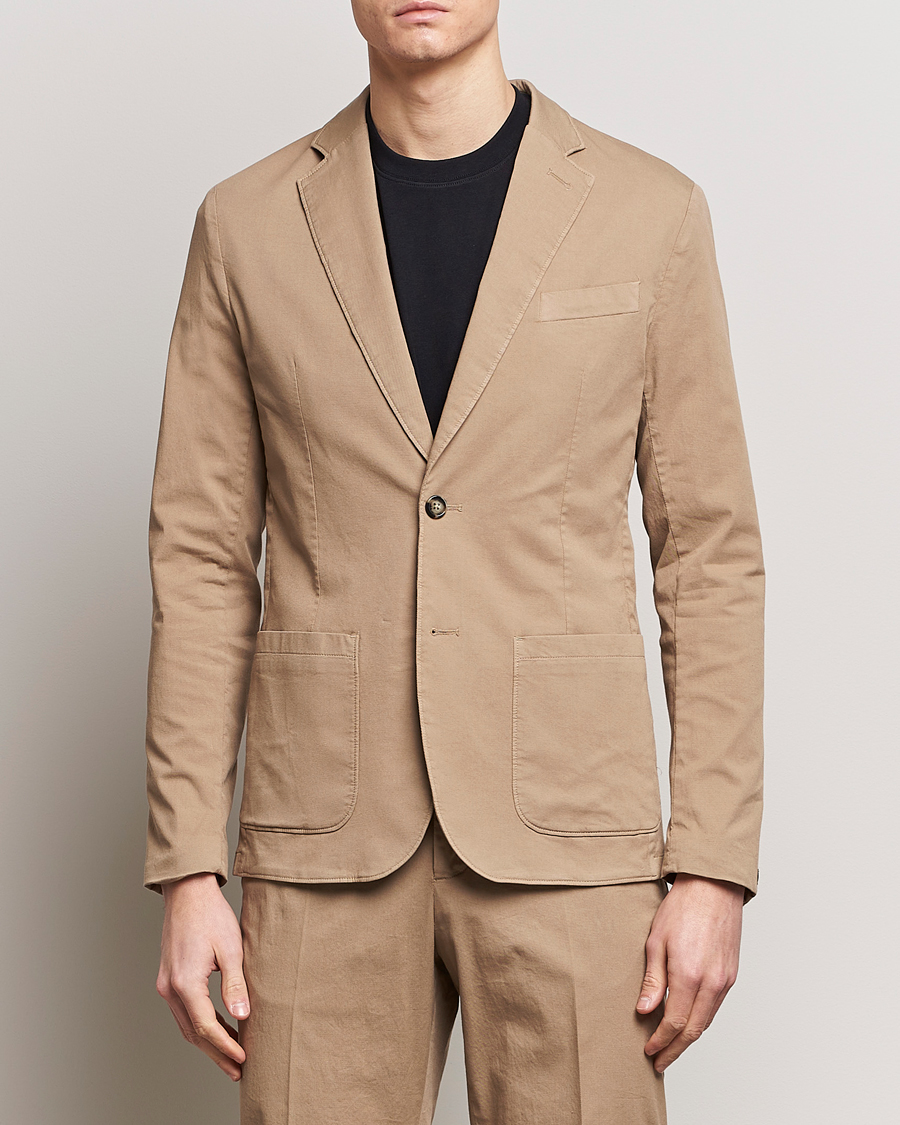 Hombres | Blazers | J.Lindeberg | Elton Garment Dyed Cotton Blazer Batique Khaki