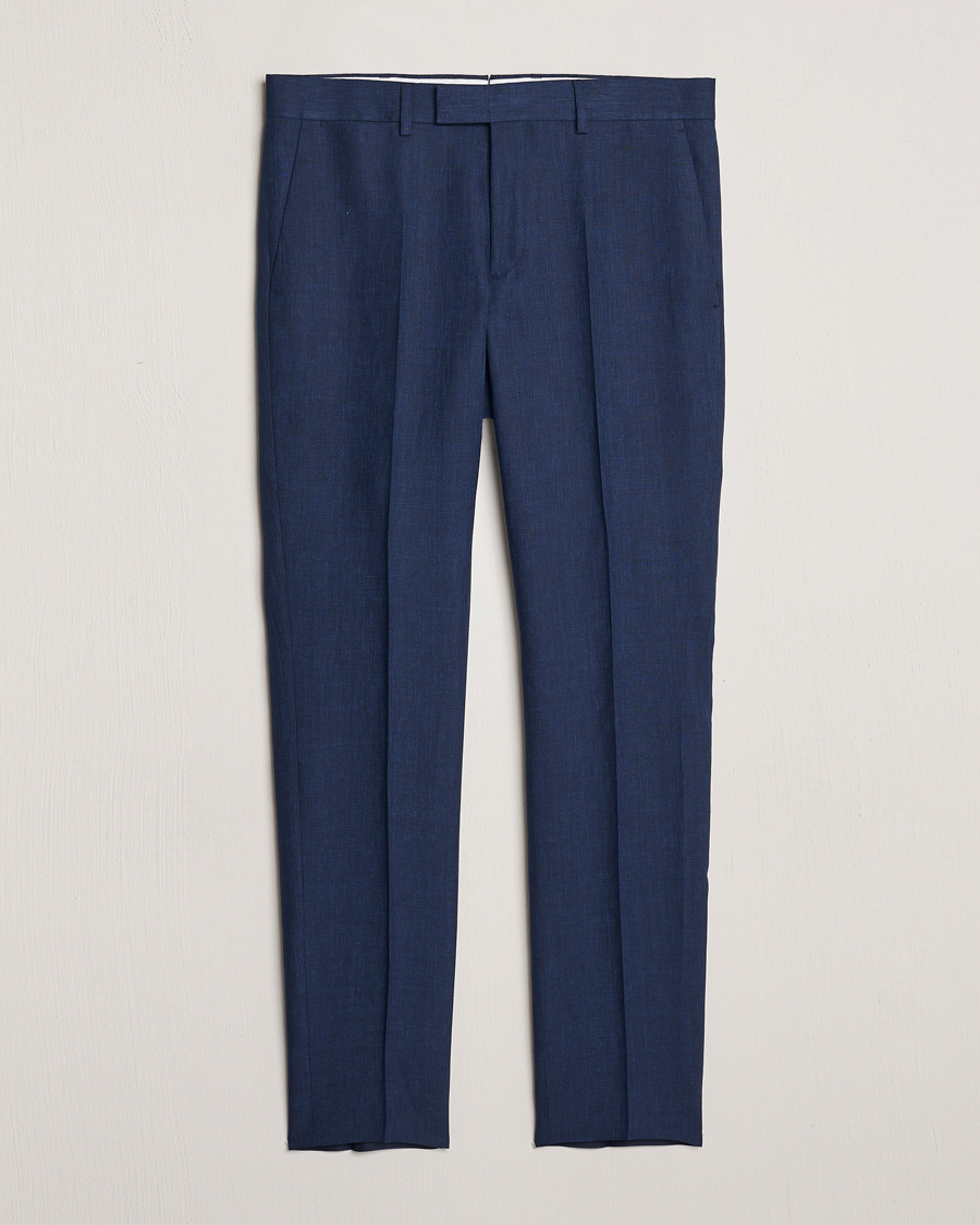 Hombres | Pantalones | J.Lindeberg | Grant Super Linen Trousers Navy