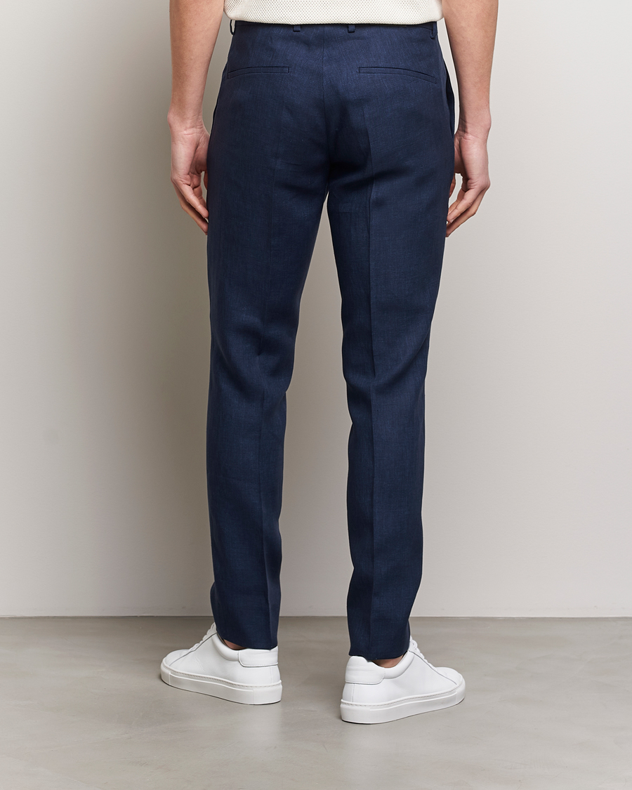 Hombres | Pantalones | J.Lindeberg | Grant Super Linen Trousers Navy