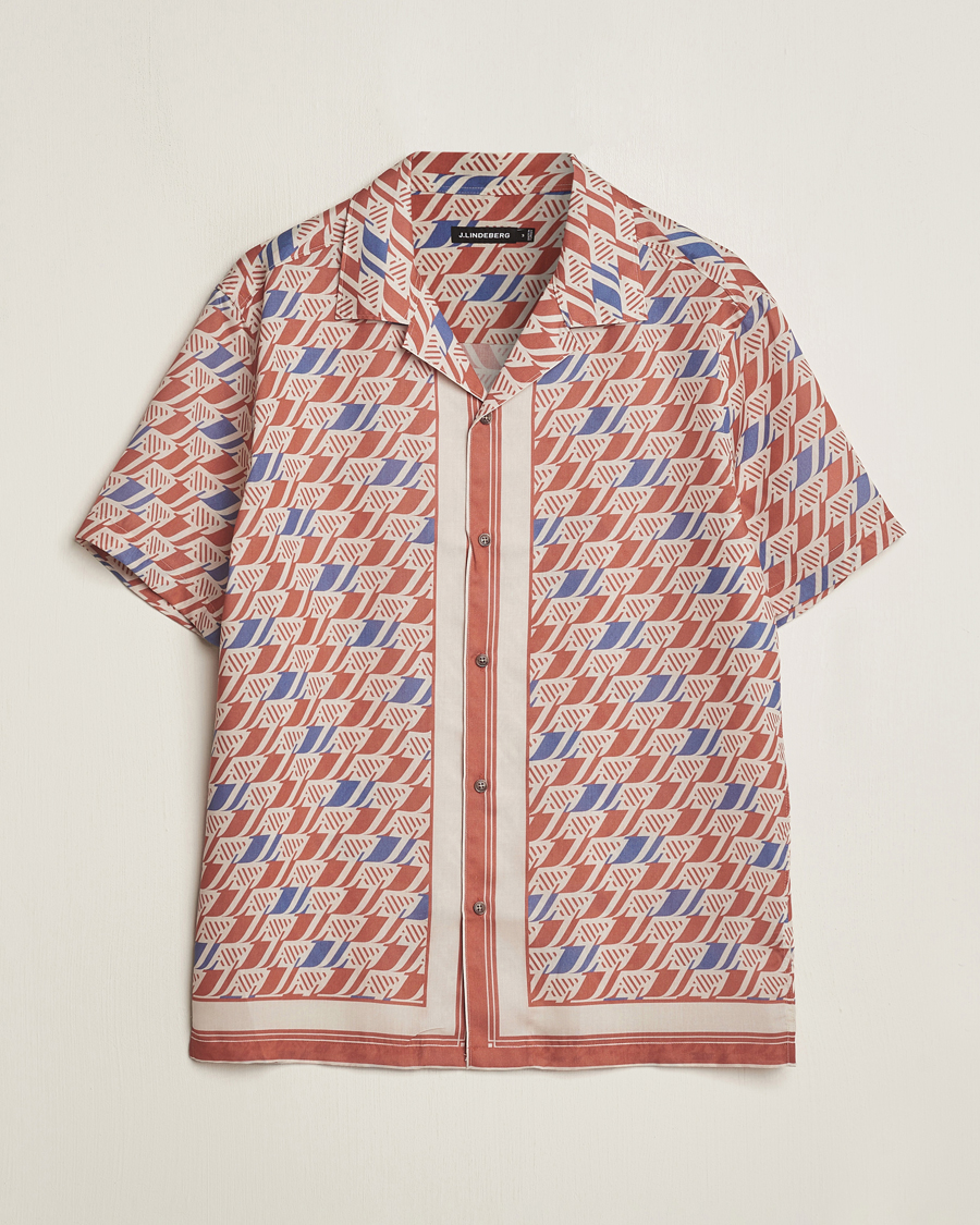 Hombres | Camisas | J.Lindeberg | Elio Tencel Moto Print Short Sleeve Shirt Multi