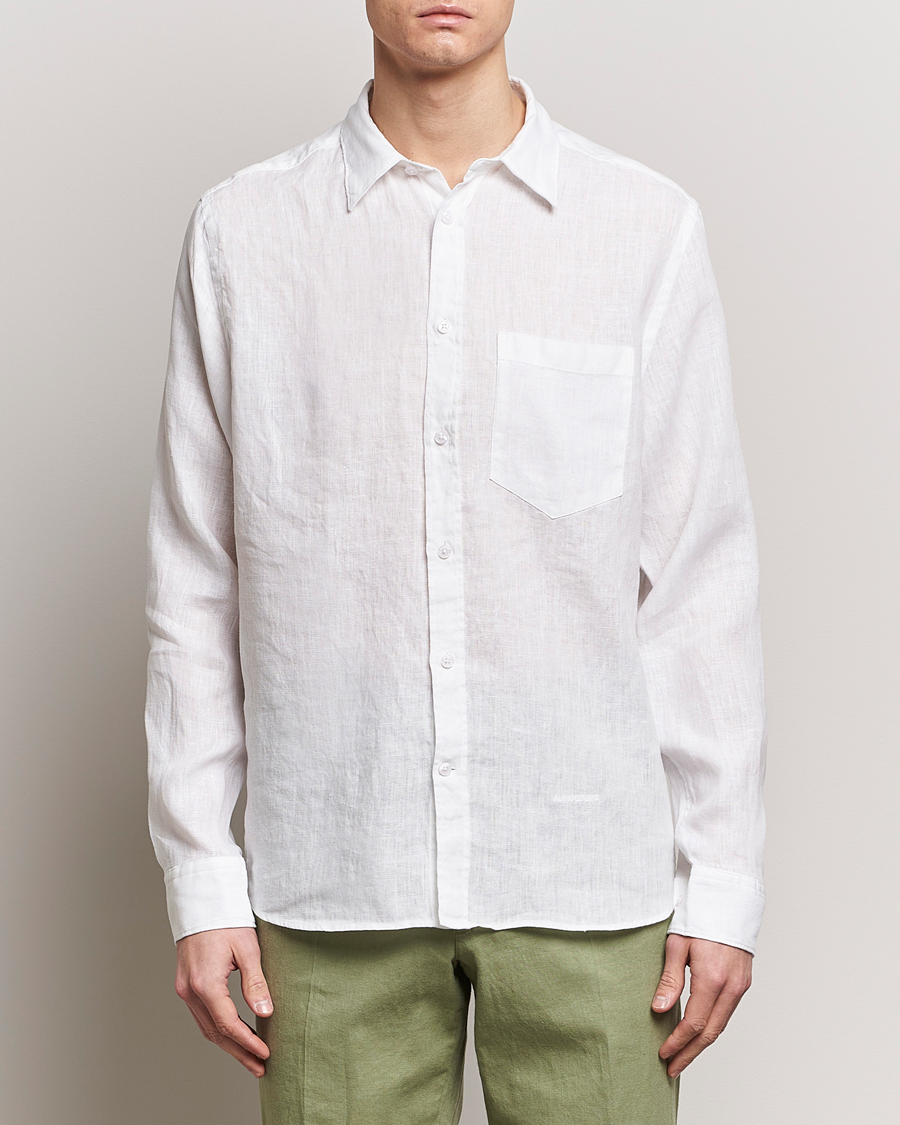 Hombres | Camisas de lino | J.Lindeberg | Regular Fit Clean Linen Shirt White