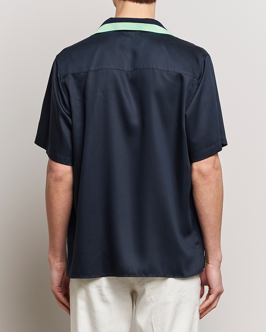Hombres | Camisas | J.Lindeberg | Skala Knit Collar Tencel Shirt Navy