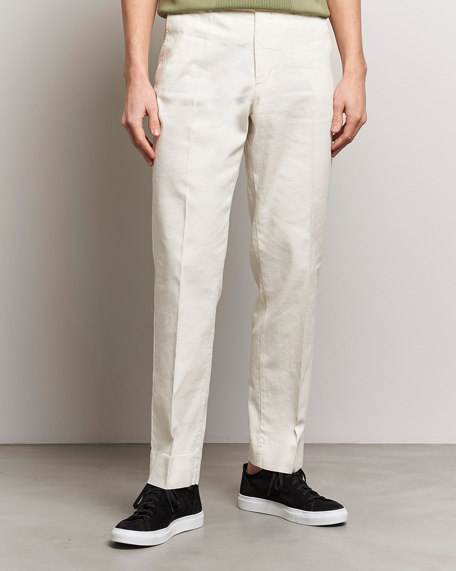 Men | Linen Trousers | J.Lindeberg | Lois Cotton/Linen Stretch Pants Cloud White