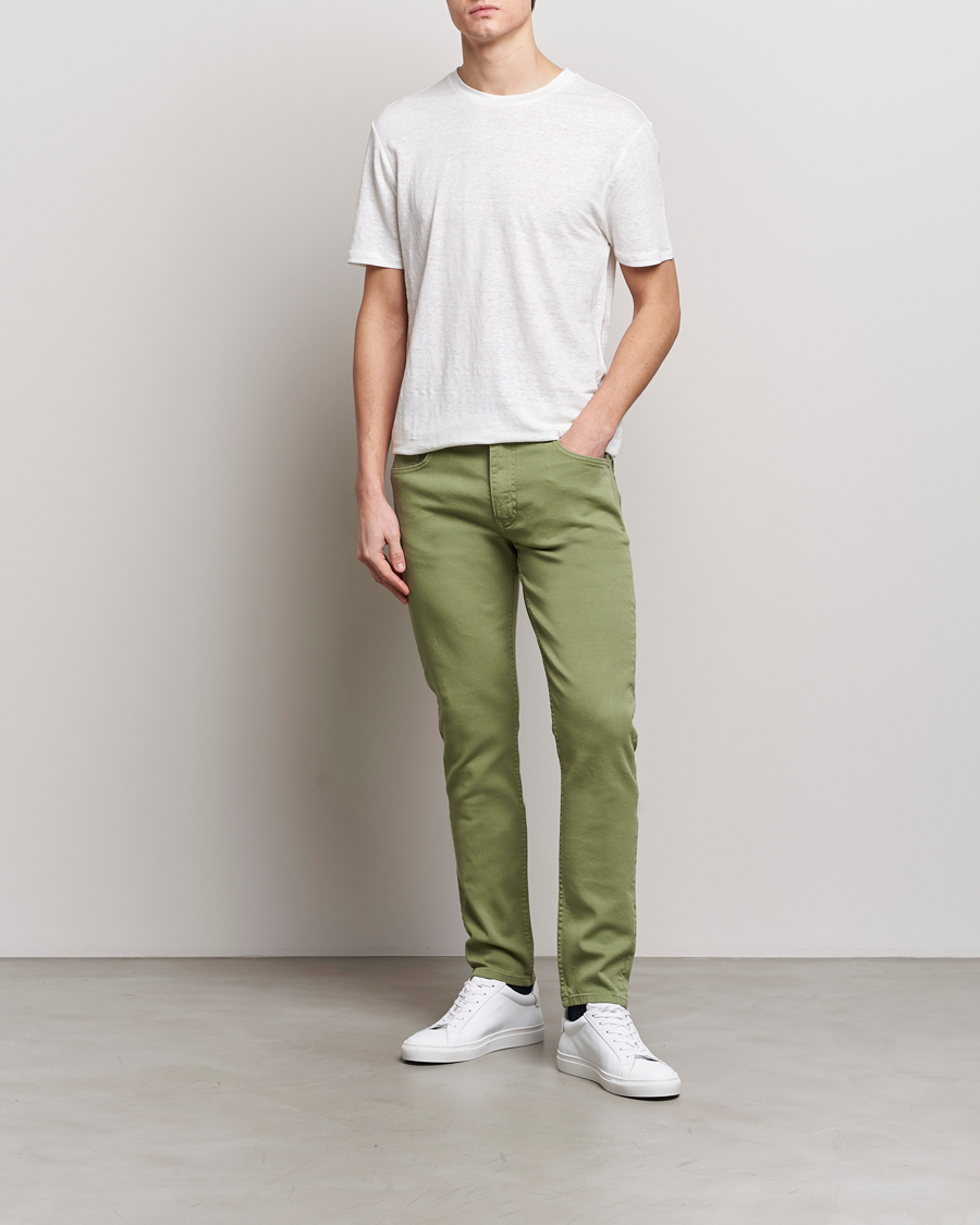 Hombres | Pantalones | J.Lindeberg | Jay Twill Slim Stretch 5-Pocket Trousers Oil Green