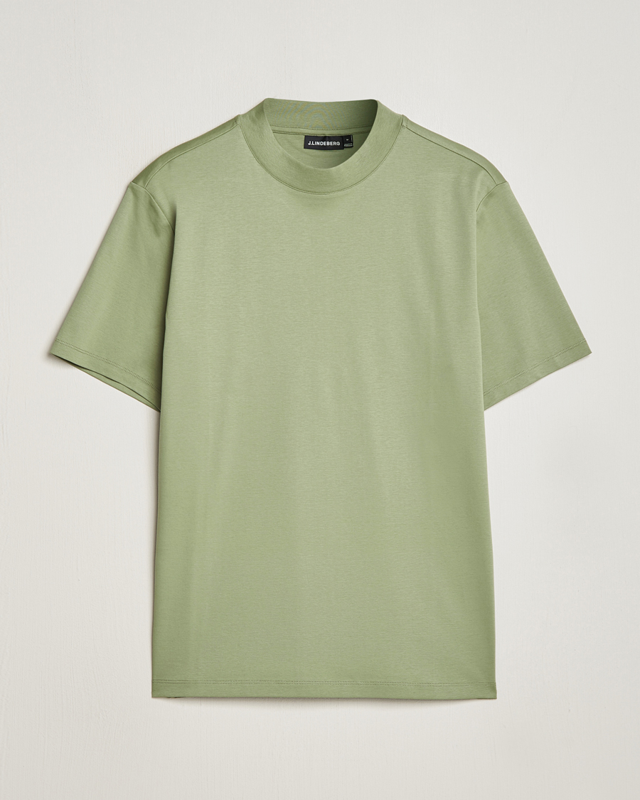 Hombres | Camisetas | J.Lindeberg | Ace Mock Neck T-Shirt Oil Green