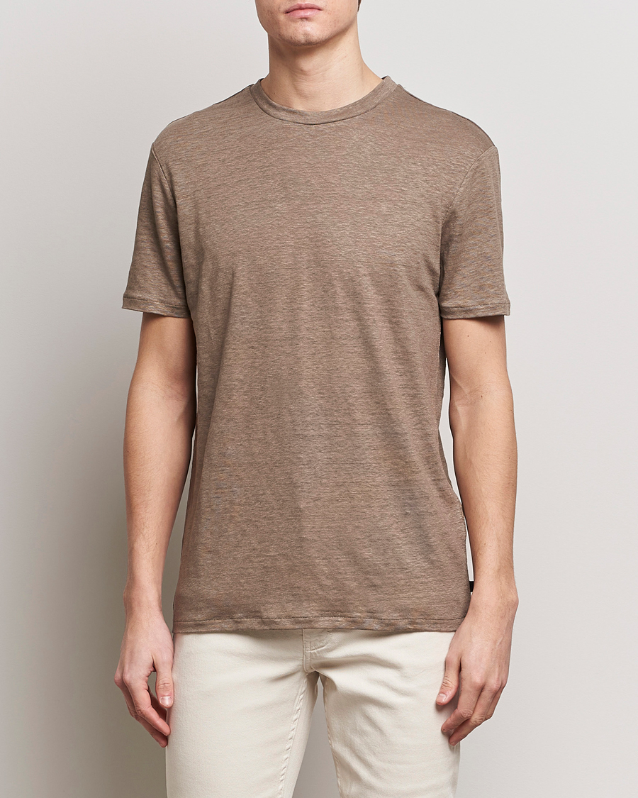 Hombres | Camisetas de manga corta | J.Lindeberg | Coma Linen T-Shirt Walnut
