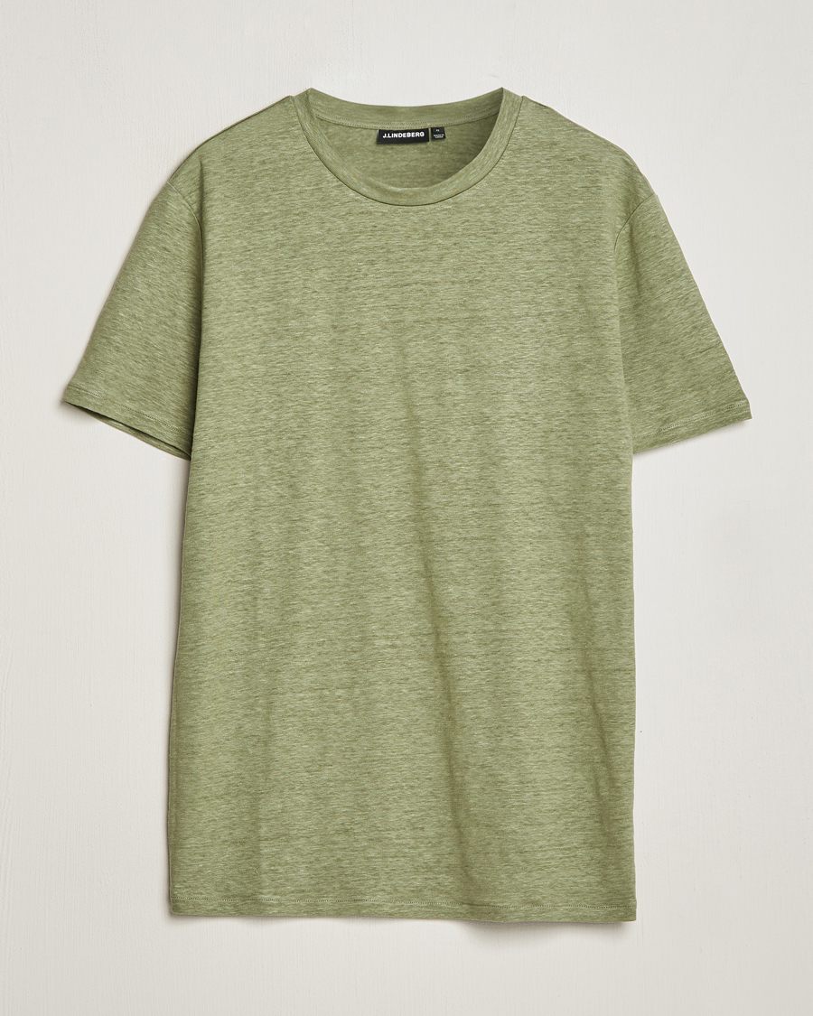 Hombres | Camisetas | J.Lindeberg | Coma Linen T-Shirt Oil Green