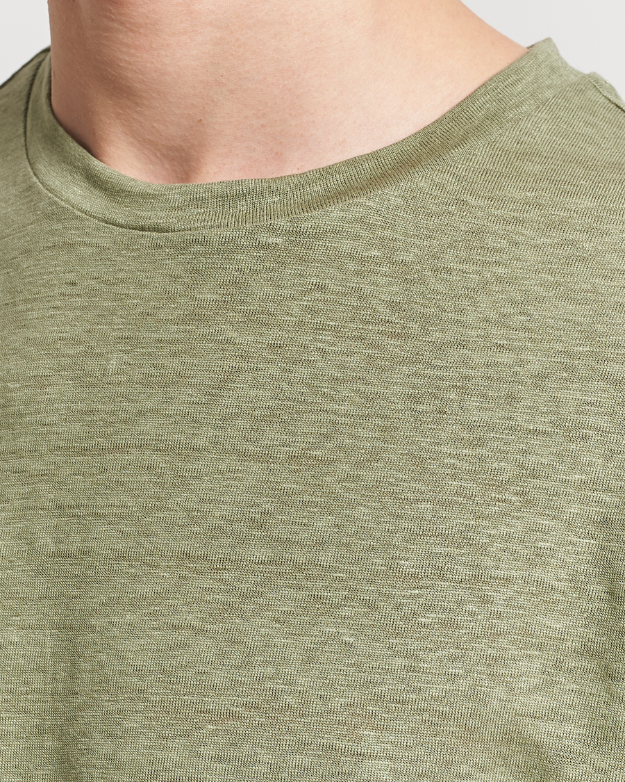 Hombres | Camisetas | J.Lindeberg | Coma Linen T-Shirt Oil Green