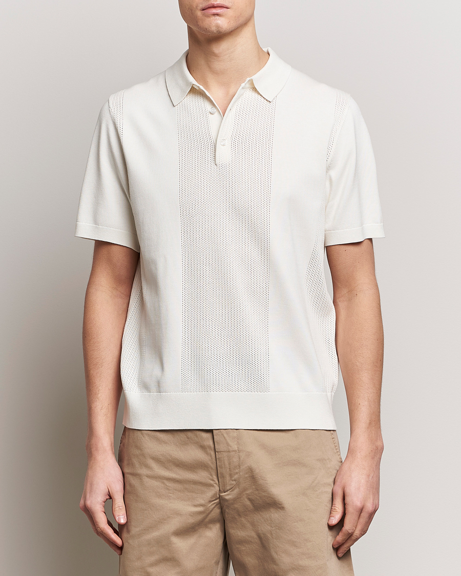 Hombres |  | J.Lindeberg | Reymond Solid Knitted Polo Cloud White