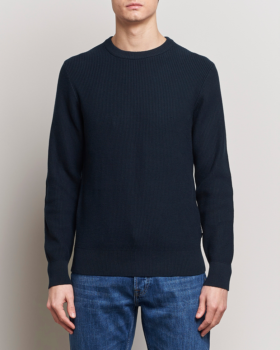 Hombres | Jerséis y prendas de punto | J.Lindeberg | Arthur Structure Organic Cotton Crew Neck Navy