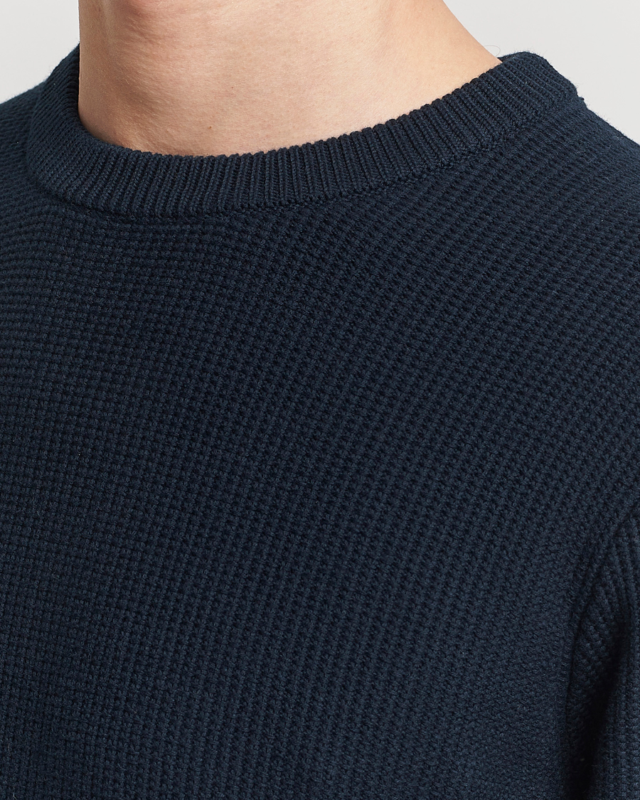 Hombres | Jerséis y prendas de punto | J.Lindeberg | Arthur Structure Organic Cotton Crew Neck Navy