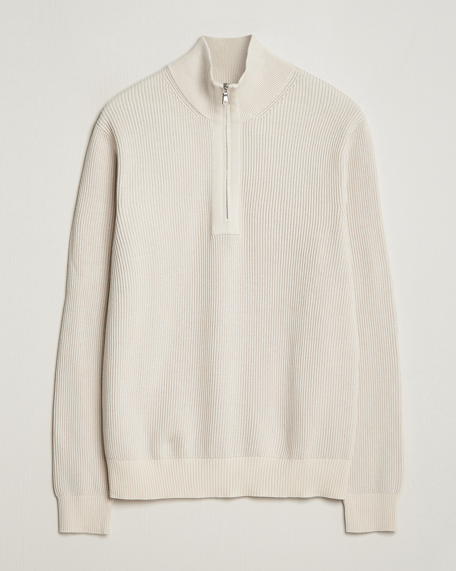 Hombres | Jerséis y prendas de punto | J.Lindeberg | Alex Half Zip Organic Cotton Sweater Moonbeam
