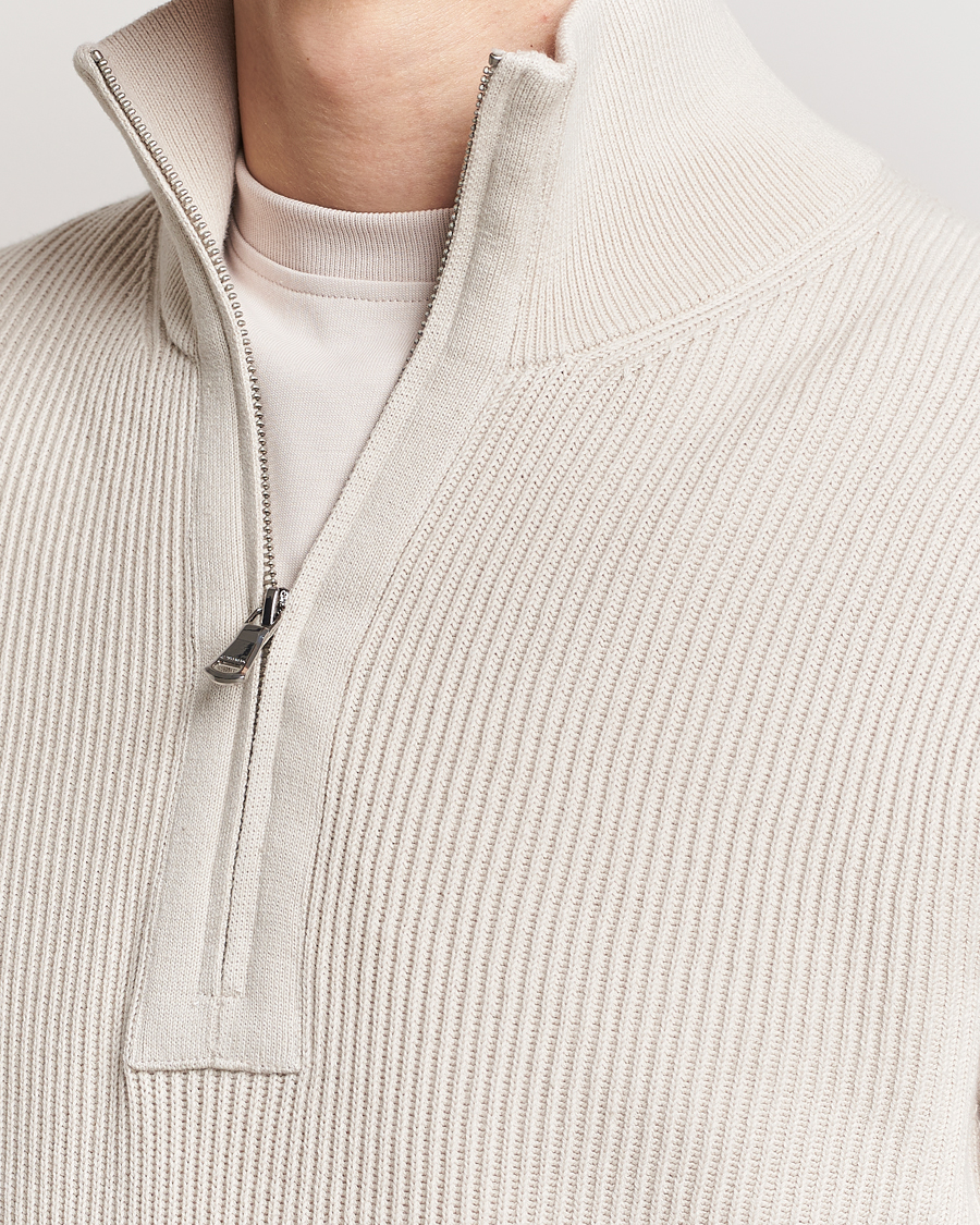 Hombres | Jerséis y prendas de punto | J.Lindeberg | Alex Half Zip Organic Cotton Sweater Moonbeam