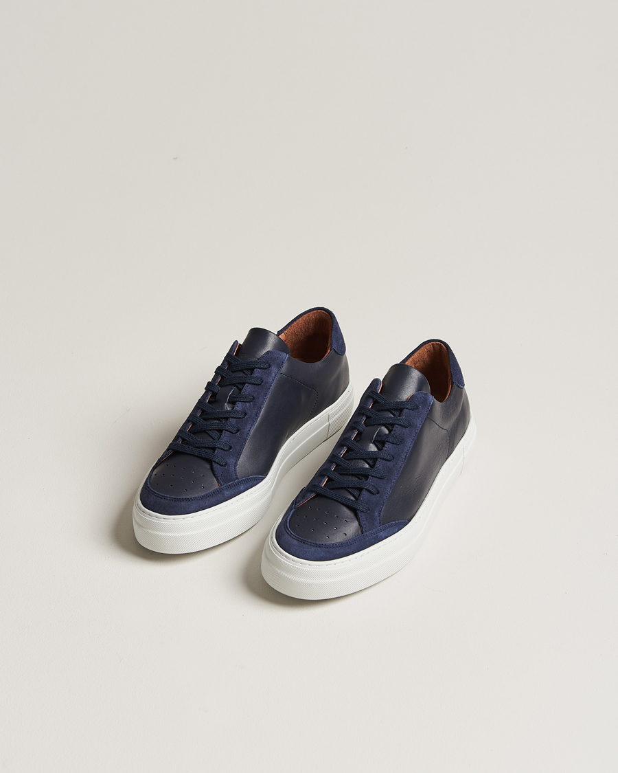 Hombres | J.Lindeberg Art Signature Leather Sneaker Navy | J.Lindeberg | Art Signature Leather Sneaker Navy