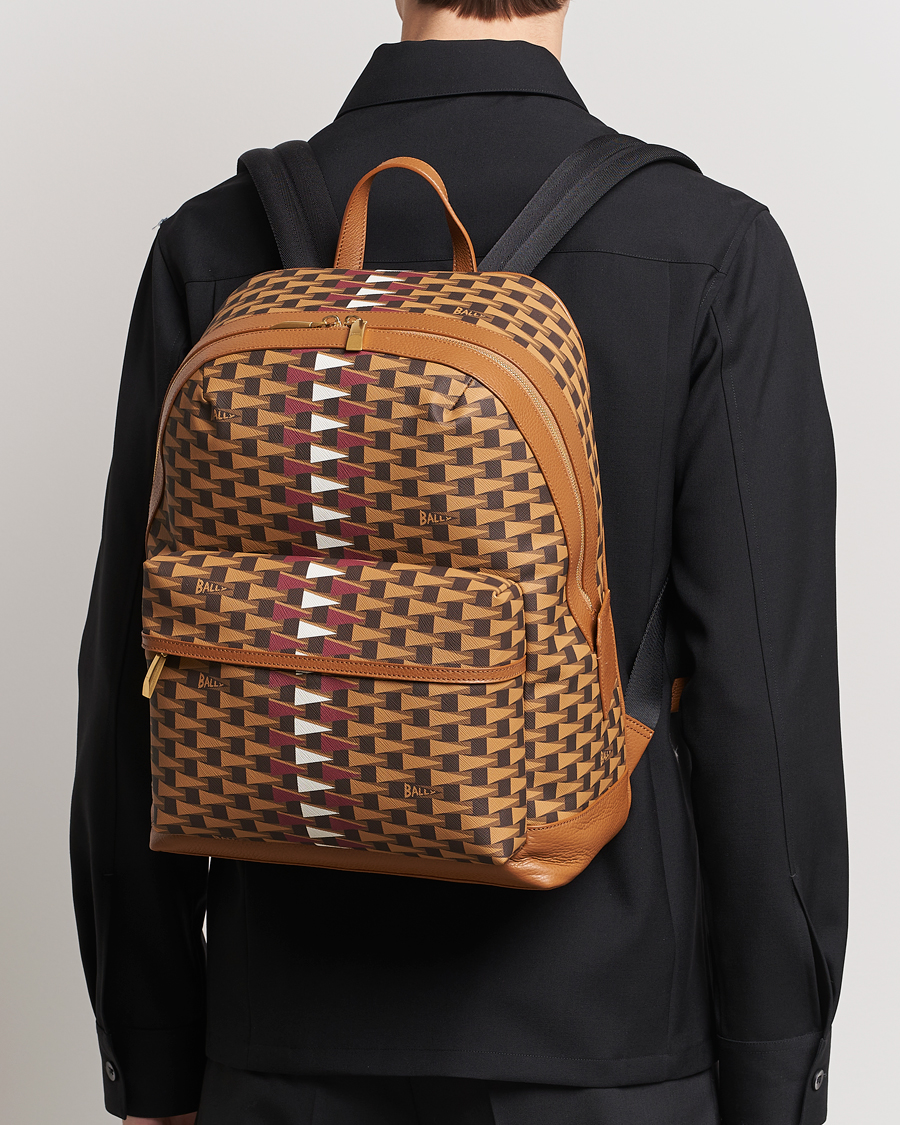 Hombres | Bolsos | Bally | Pennant Monogram Leather Backpack Brown
