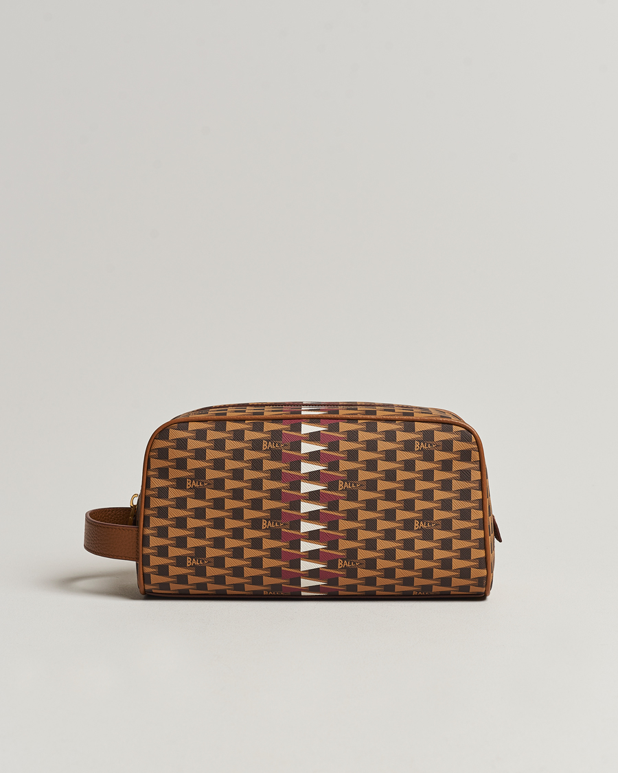 Hombres | Bally Pennant Monogram Leather Washbag Brown | Bally | Pennant Monogram Leather Washbag Brown