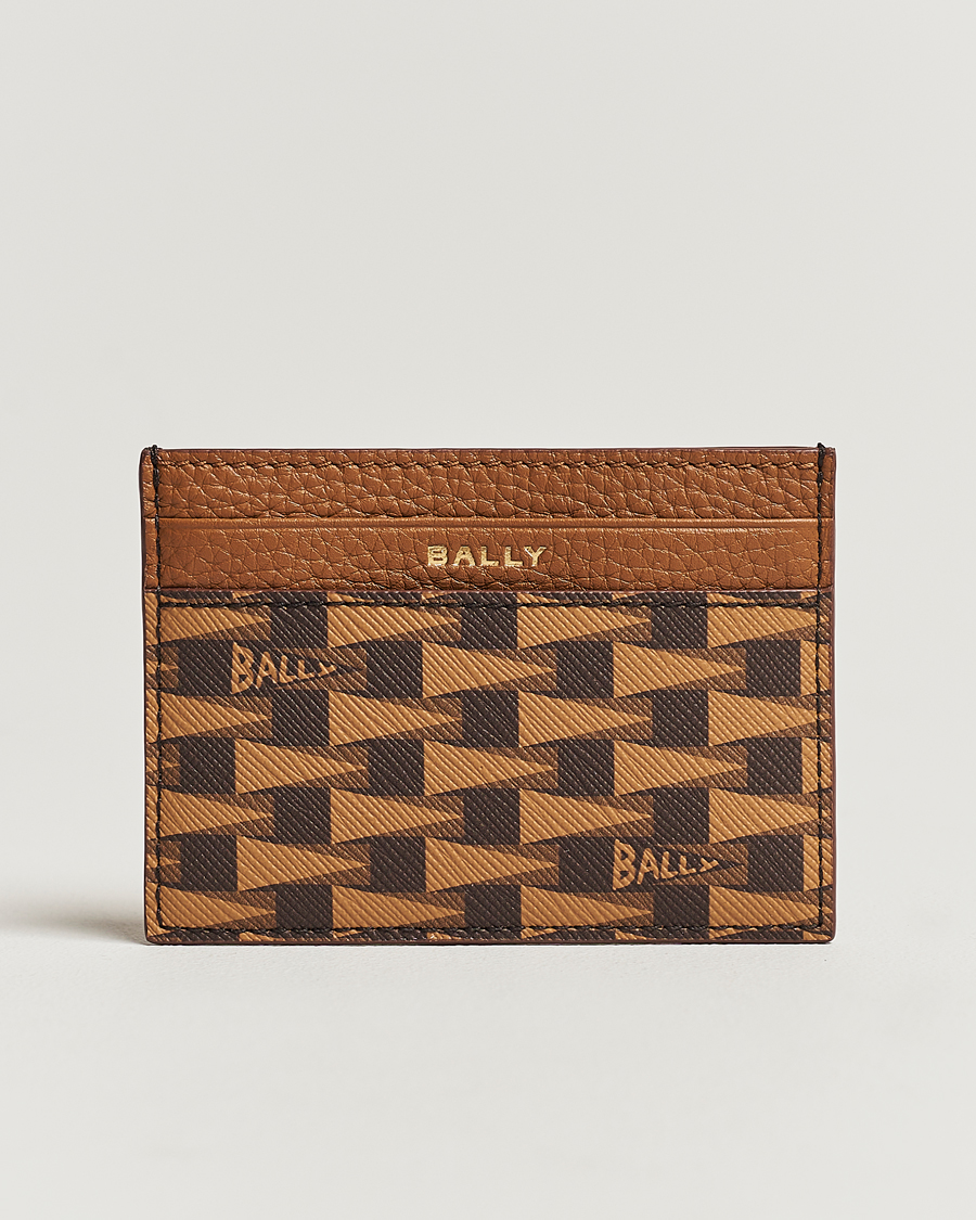 Hombres | Bally Pennant Monogram Leather Card Holder Brown | Bally | Pennant Monogram Leather Card Holder Brown