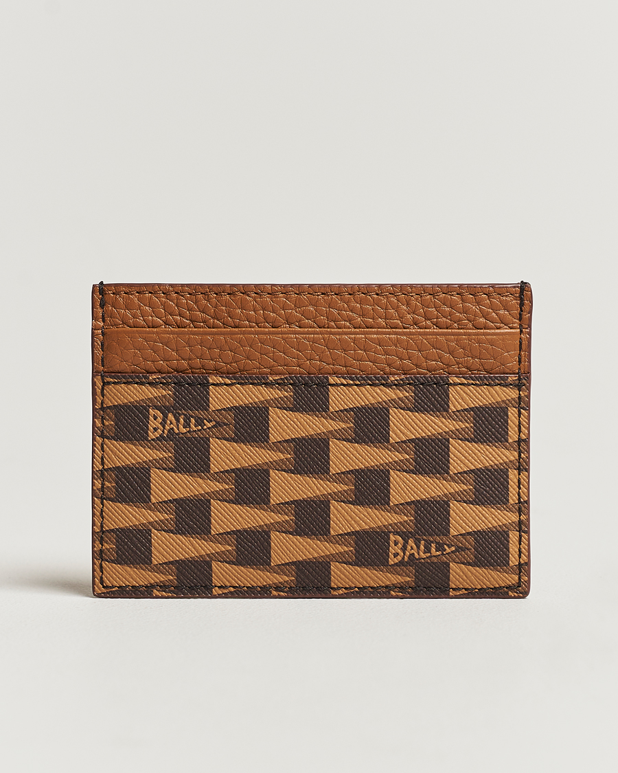 Hombres | Bally Pennant Monogram Leather Card Holder Brown | Bally | Pennant Monogram Leather Card Holder Brown