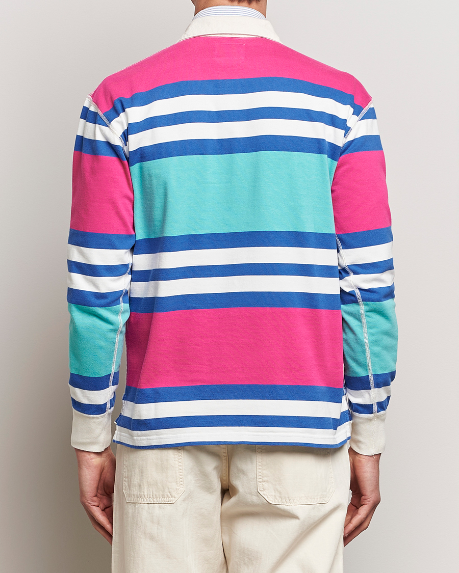 Hombres | Jerséis y prendas de punto | Drake's | Long Sleeve Stripe Rugby Shirt Multi