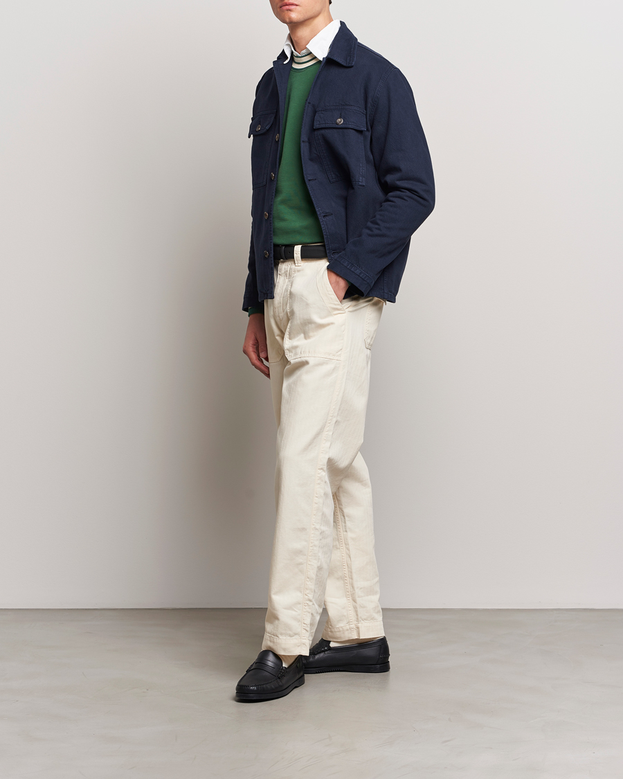 Hombres | Camisas | Drake's | Cotton Field Shirt Navy