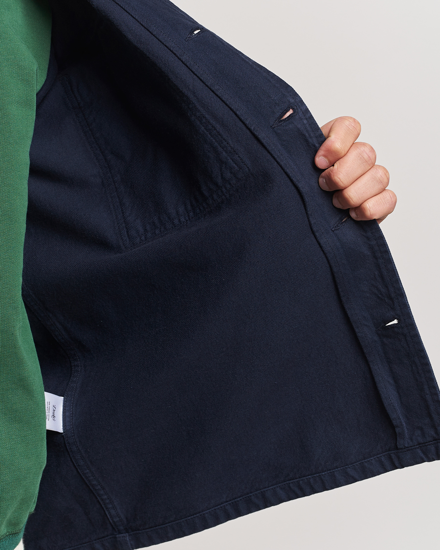 Hombres | Camisas | Drake's | Cotton Field Shirt Navy