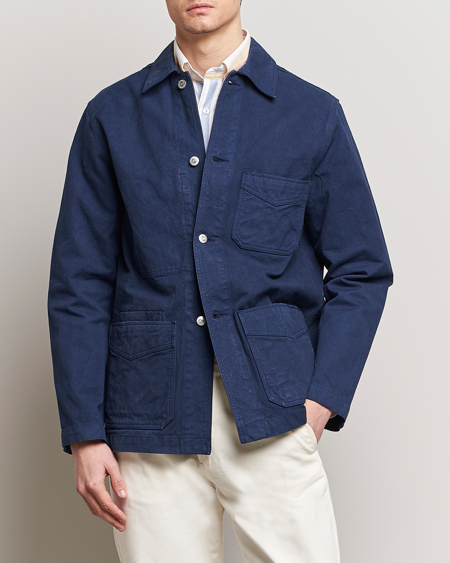 Hombres | Abrigos y chaquetas | Drake's | Duck Cotton Canvas Shore Jacket Navy