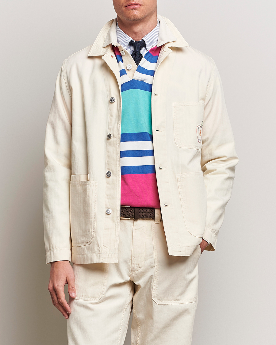 Men | Clothing | Drake\'s | Herringbone Fatigue Cotton Jacket Ecru
