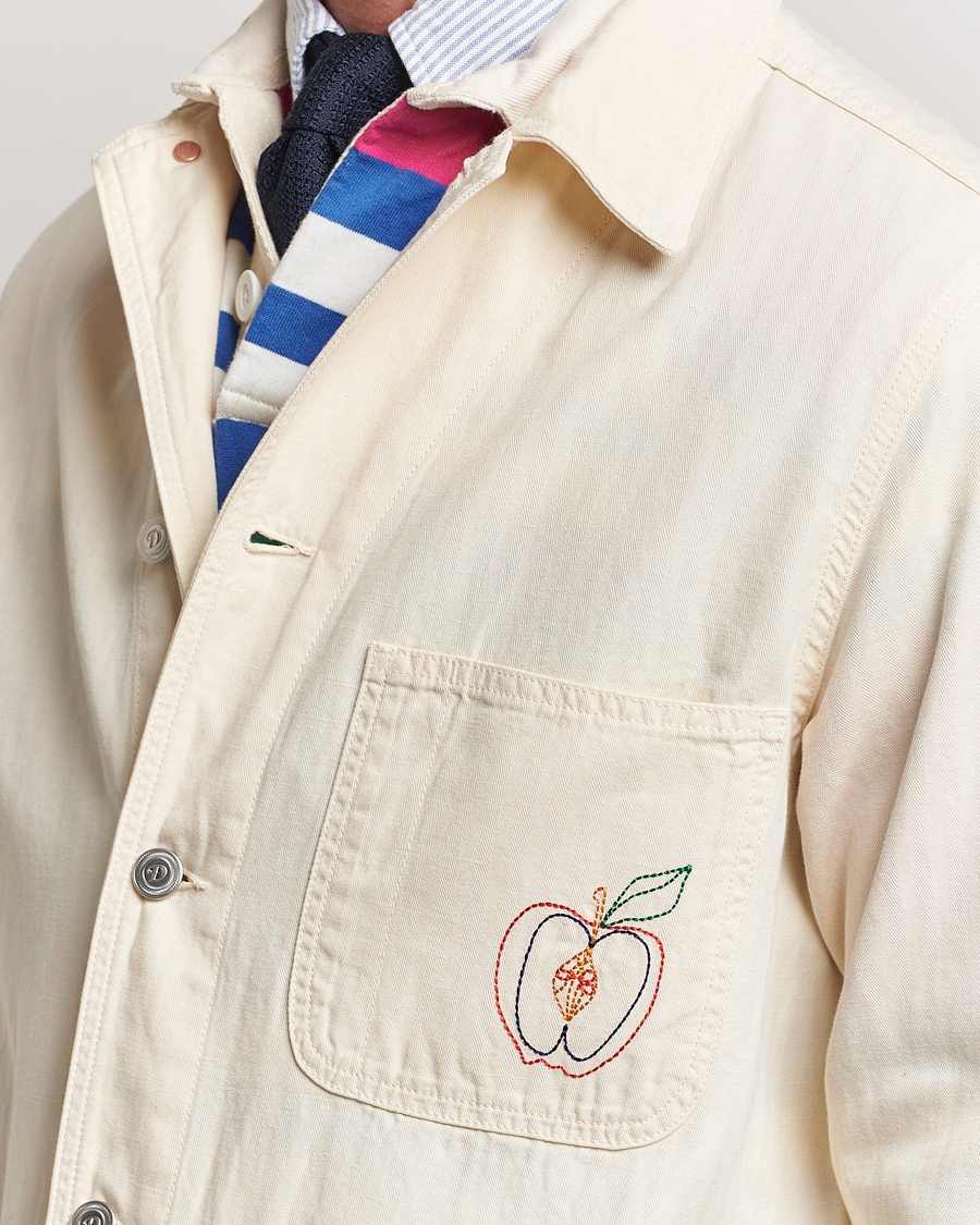 Hombres | Camisas | Drake's | Herringbone Fatigue Cotton Jacket Ecru