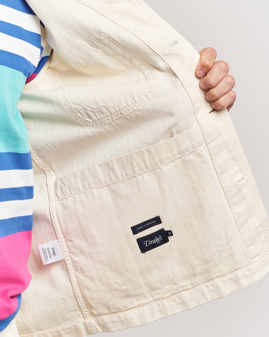 Hombres | Camisas | Drake's | Herringbone Fatigue Cotton Jacket Ecru