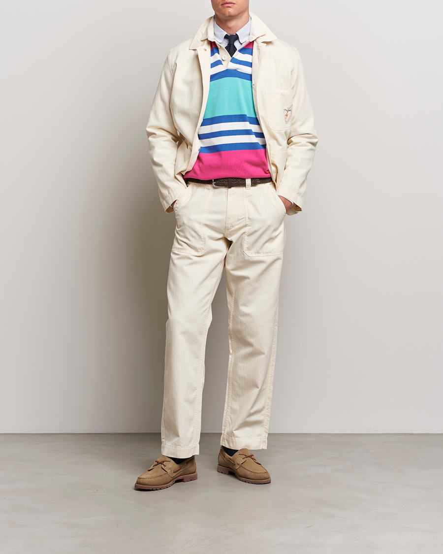 Hombres | Pantalones | Drake's | Herringbone Fatigue Cotton Trousers Ecru