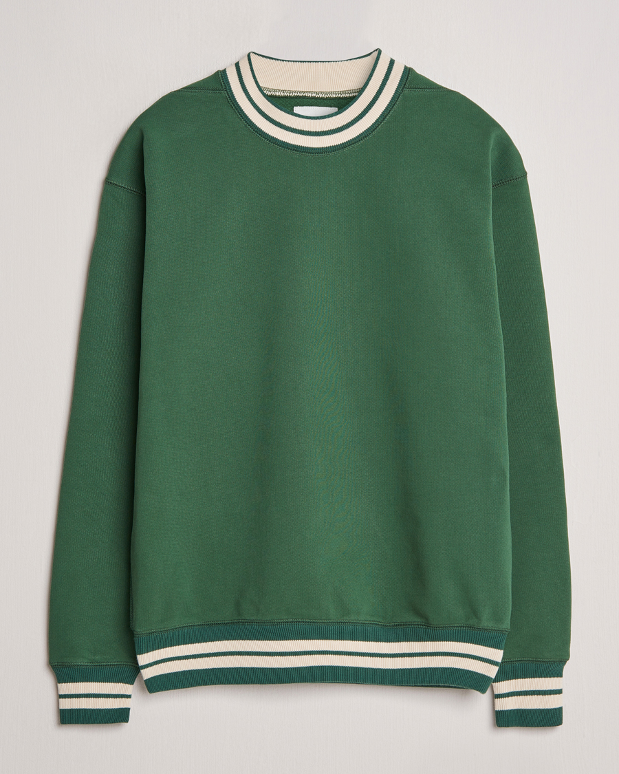 Hombres | Jerséis y prendas de punto | Drake's | Striped Rib Sweatshirt Green